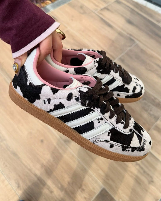 Adidas Samba con estampado de vaquita 😱🔥Incluye cordones Rosados y negros 😱🔥