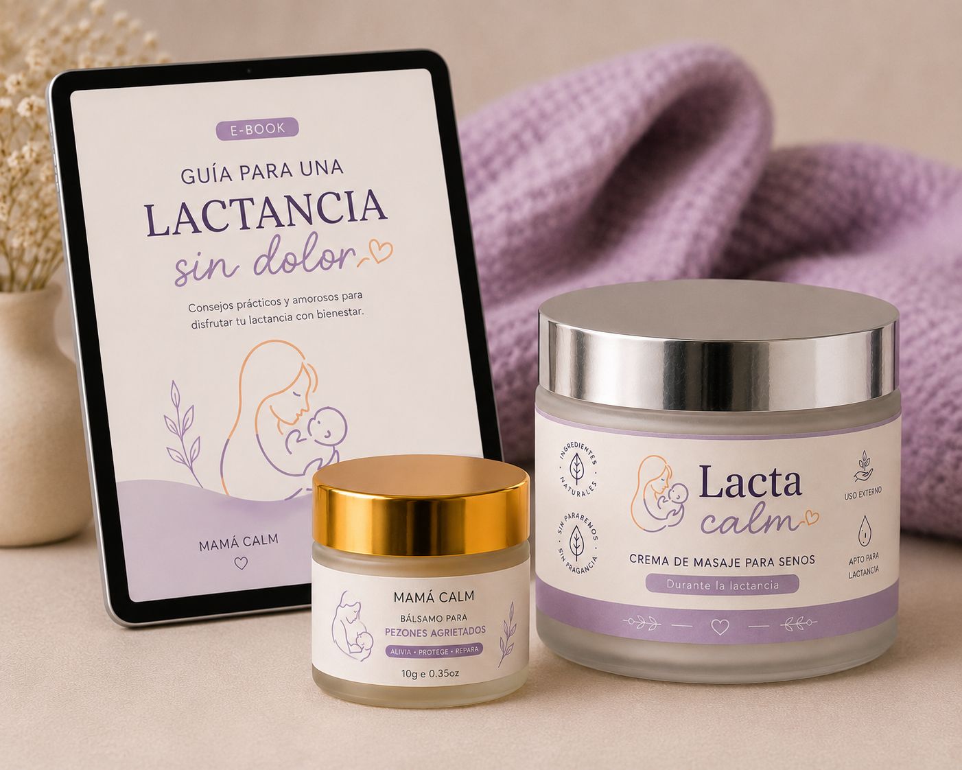 Kit Lactancia: balsamo reparador de pezones agrietados + crema de masajes para senos anti-mastitis + EBOOK GRATIS