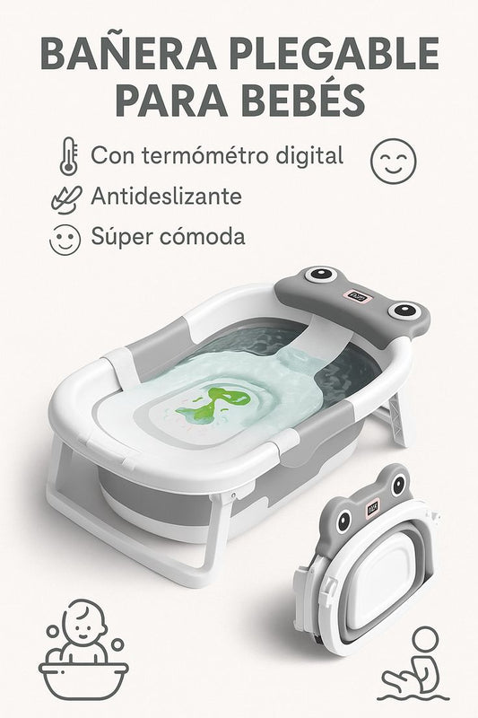 Bañera Plegable para Bebés con termometro